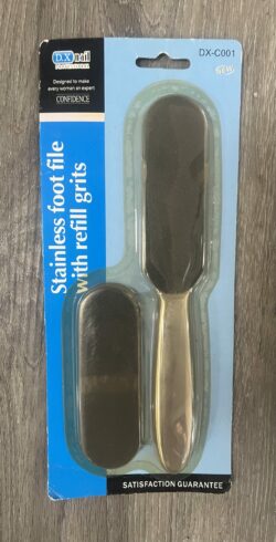 Stainless steel foot file with refills grits