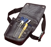 Black leather scissors pouch