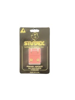 Studex earrings mini amethyst 24ct gold plated