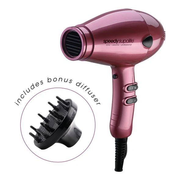 Speedy Supalite Ionic & Ceramic Hairdryer with Diffuser Blush